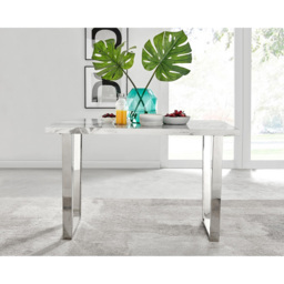 Furniturebox Solo 4 Seater White Marble Effect Dining Table - Wilko - thumbnail 7