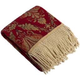 Paoletti Shiraz Burgundy Traditional Jacquard Throw 130 x 170cm - Size: 170 x 130cm - Red - Wilko