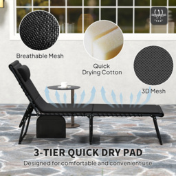 Outsunny Set of 2 Black Folding Sun Lounger - Size: 36 x 68 x 189cm - Wilko - thumbnail 7