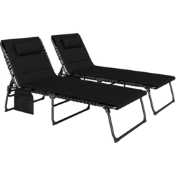 Outsunny Set of 2 Black Folding Sun Lounger - Size: 36 x 68 x 189cm - Wilko - thumbnail 3