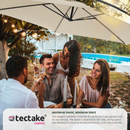 tectake Ciccio Beige Adjustable Tilt Cantilever Parasol 3.5m - Size: 4m - Cream - Wilko - thumbnail 4