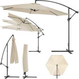 tectake Ciccio Beige Adjustable Tilt Cantilever Parasol 3.5m - Size: 4m - Cream - Wilko - thumbnail 3