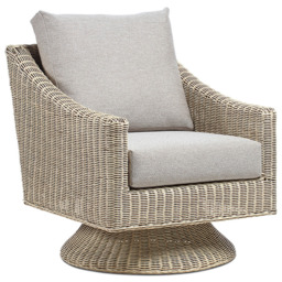 Desser Corsica Natural Rattan Biscuit Fabric Swivel Chair - Size: Single - Cream - Wilko - thumbnail 3