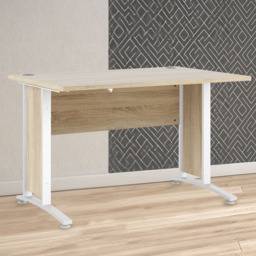 Florence Wooden and Steel 120cm Desk Oak and White - Size: 80.1 x 120.1 x 75cm - Furniture to Go - Wilko