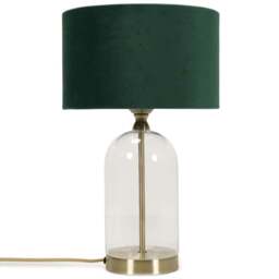 ValueLights Jessy Gold and Forest Green Velvet Shade Glass LED Table Lamp - Size: 45 x 25 x 25cm - Wilko