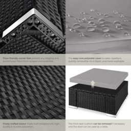 tectake Bitonto Black and Grey Polyrattan Footstool - Size: 26 x 53 x 53cm - Wilko - thumbnail 6