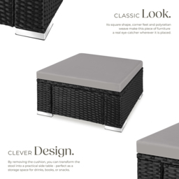 tectake Bitonto Black and Grey Polyrattan Footstool - Size: 26 x 53 x 53cm - Wilko - thumbnail 4
