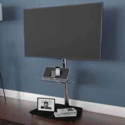 AVF Iseo Single Shelf Clear and Black Glass Pedestal TV Unit - Silver - AVF Group Ltd - Wilko