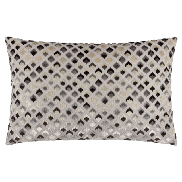 Paoletti Lexington Grey and Black Velvet Jacquard Cushion - Size: 60 x 40 cm - Multi - Wilko - image 1