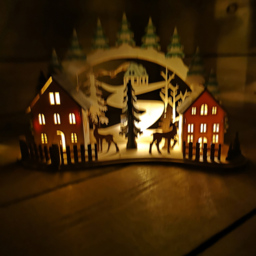Samuel Alexander Warm White LED Light Up Wooden Village Scene with Reindeer - Size: 19 x 10 x 10cm - Brown - Wilko - thumbnail 3