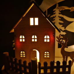 Samuel Alexander Warm White LED Light Up Wooden Village Scene with Reindeer - Size: 19 x 10 x 10cm - Brown - Wilko - thumbnail 6