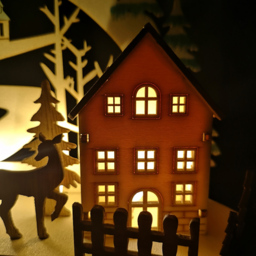 Samuel Alexander Warm White LED Light Up Wooden Village Scene with Reindeer - Size: 19 x 10 x 10cm - Brown - Wilko - thumbnail 5