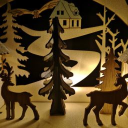 Samuel Alexander Warm White LED Light Up Wooden Village Scene with Reindeer - Size: 19 x 10 x 10cm - Brown - Wilko - thumbnail 4