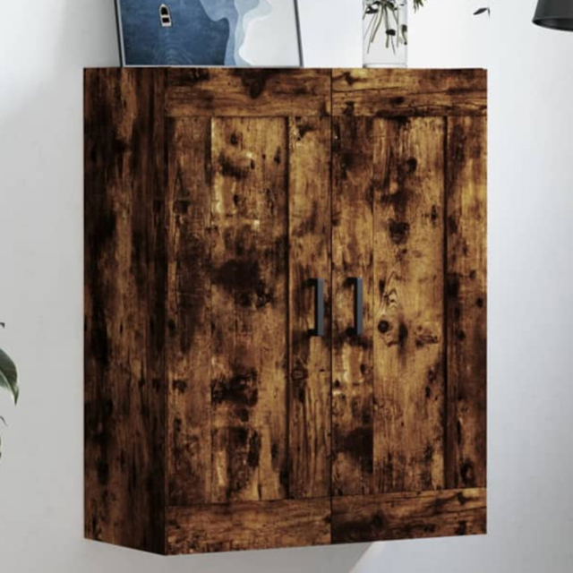 vidaXL 2 Door Brown Smoked Oak Wall Mounted Cabinet - Size: 90 x 69.5 x 34cm - Wilko - image 1