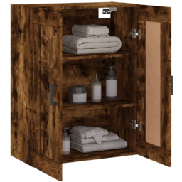 vidaXL 2 Door Brown Smoked Oak Wall Mounted Cabinet - Size: 90 x 69.5 x 34cm - Wilko - thumbnail 6