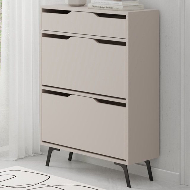 Decortie Asta 2 Door Single Drawer Mocha Grey Modern Shoe Cabinet - Size: 110 x 81.6 x 29.5cm - Wilko - image 1