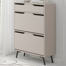 Decortie Asta 2 Door Single Drawer Mocha Grey Modern Shoe Cabinet - Size: 110 x 81.6 x 29.5cm - Wilko