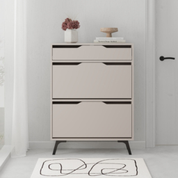 Decortie Asta 2 Door Single Drawer Mocha Grey Modern Shoe Cabinet - Size: 110 x 81.6 x 29.5cm - Wilko - thumbnail 5
