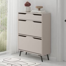 Decortie Asta 2 Door Single Drawer Mocha Grey Modern Shoe Cabinet - Size: 110 x 81.6 x 29.5cm - Wilko - thumbnail 4