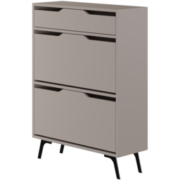 Decortie Asta 2 Door Single Drawer Mocha Grey Modern Shoe Cabinet - Size: 110 x 81.6 x 29.5cm - Wilko - thumbnail 3