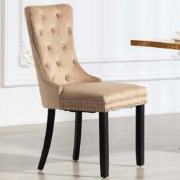 Artemis Home Ceres Set of 2 Brown Velvet Fabric Dining Chair - Wilko