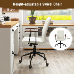 Costway Beige Velvet Adjustable Rocking Office Chair - Size: 59 x 56 x 29cm - Cream - Wilko - thumbnail 6