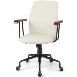 Costway Beige Velvet Adjustable Rocking Office Chair - Size: 59 x 56 x 29cm - Cream - Wilko - thumbnail 3