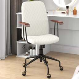 Costway Beige Velvet Adjustable Rocking Office Chair - Size: 59 x 56 x 29cm - Cream - Wilko - thumbnail 1