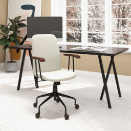 Costway Beige Velvet Adjustable Rocking Office Chair - Size: 59 x 56 x 29cm - Cream - Wilko - thumbnail 4