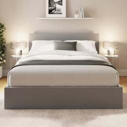 GFW Small Double Charcoal Grey Velvet End Lift Ottoman Bed with Memory Pocket Spring Mattress - Wilko - thumbnail 1