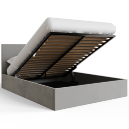 GFW Small Double Charcoal Grey Velvet End Lift Ottoman Bed with Memory Pocket Spring Mattress - Wilko - thumbnail 6