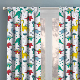 Velosso Dinosaur Pencil Pleat Curtains 168 x 183cm - Size: W 168 x D 183cm - Multi - Wilko - thumbnail 3