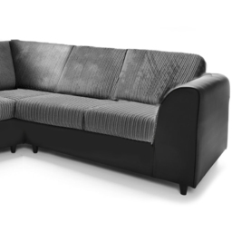 Luxor 5 Seater Black and Grey Jumbo Cord Full Back L Shaped Corner Sofa Set - Multi - Wilko - thumbnail 6