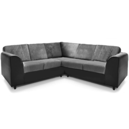 Luxor 5 Seater Black and Grey Jumbo Cord Full Back L Shaped Corner Sofa Set - Multi - Wilko - thumbnail 3
