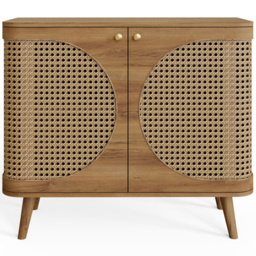 GFW Sorrel 2 Door Oak Rattan Compact Sideboard - Size: 73.5 x 90 x 39cm - Wilko - thumbnail 5