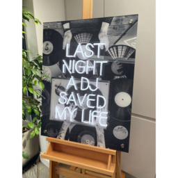 Splashbax Last Night a Dj Saved My Life Unframed LED Neon Wall Art - Size: 90 x 60 x 7cm - Multi - Wilko - thumbnail 7