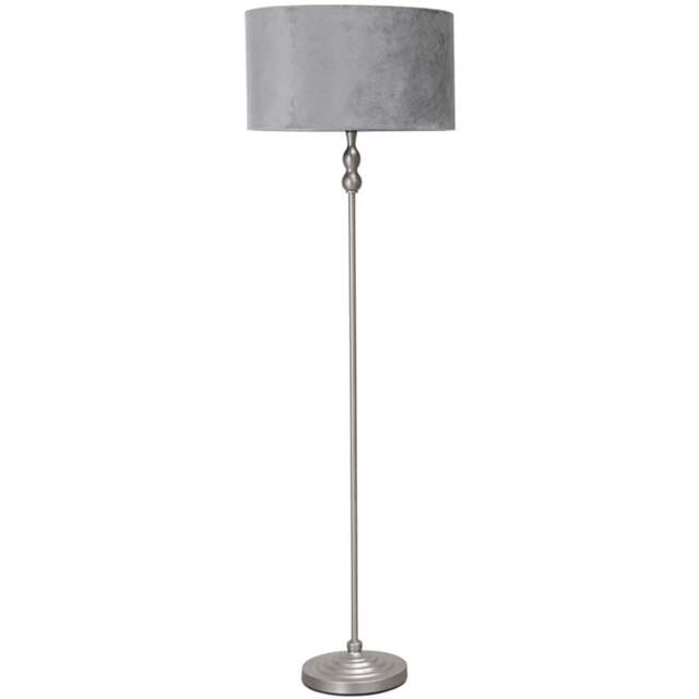 ValueLights Maggie Grey Velvet Shade Brushed Chrome Candlestick LED Floor Lamp - Silver - Wilko - image 1