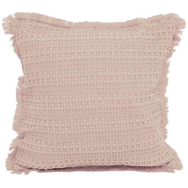 Velosso Waffle Fringed Pink Filled Cushion 43 x 43cm 2 Pack - Wilko - image 1