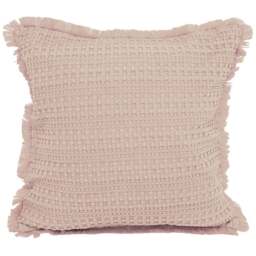 Velosso Waffle Fringed Pink Filled Cushion 43 x 43cm 2 Pack - Wilko - thumbnail 1