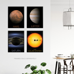 Artery8 NASA Solar System Planets Mars Jupiter Saturn Wall Art Print 30 x 41cm 4 Pack - Size: 40.5 x 30.5 x 0.3cm - Black - Wilko - thumbnail 4