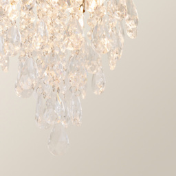 ValueLights Lara Chrome Flush Chandelier Style Acrylic Droplet LED Ceiling Light - Size: 30.5 x 25 x 25cm - Silver - Wilko - thumbnail 4