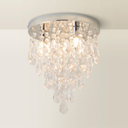 ValueLights Lara Chrome Flush Chandelier Style Acrylic Droplet LED Ceiling Light - Size: 30.5 x 25 x 25cm - Silver - Wilko - thumbnail 6