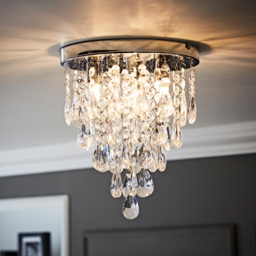 ValueLights Lara Chrome Flush Chandelier Style Acrylic Droplet LED Ceiling Light - Size: 30.5 x 25 x 25cm - Silver - Wilko - thumbnail 3