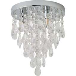 ValueLights Lara Chrome Flush Chandelier Style Acrylic Droplet LED Ceiling Light - Size: 30.5 x 25 x 25cm - Silver - Wilko