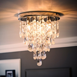 ValueLights Lara Chrome Flush Chandelier Style Acrylic Droplet LED Ceiling Light - Size: 30.5 x 25 x 25cm - Silver - Wilko - thumbnail 7