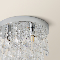 ValueLights Lara Chrome Flush Chandelier Style Acrylic Droplet LED Ceiling Light - Size: 30.5 x 25 x 25cm - Silver - Wilko - thumbnail 5