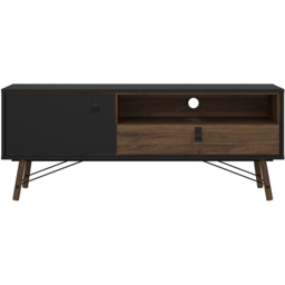 Florence Ry Single Door Single Drawer Single Shelf Matt Black and Walnut TV Unit - Furniture To Go - Wilko - thumbnail 4