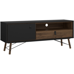 Florence Ry Single Door Single Drawer Single Shelf Matt Black and Walnut TV Unit - Furniture To Go - Wilko - thumbnail 3