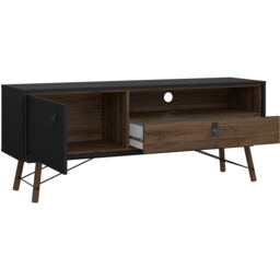 Florence Ry Single Door Single Drawer Single Shelf Matt Black and Walnut TV Unit - Furniture To Go - Wilko - thumbnail 5