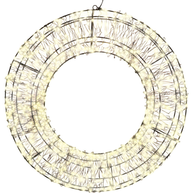 Xmas Haus Warm White LED Black Frame Wreath 58cm - Wilko - image 1